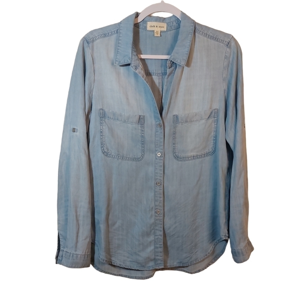 CLOTH & STONE LADIES LONG SLEEVE DENIM TOP- S